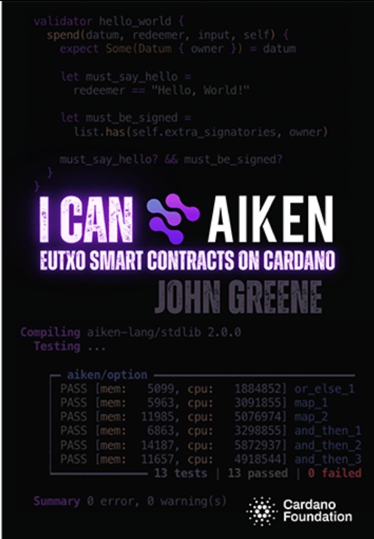 Erick Romero (@erickromeroedda) on Twitter photo Hey friends 👋
Just 3 quick things:
1️⃣ I’m back in full swing. Let’s keep building 😎🤝
2️⃣ Just got my first <a href="/book_io/">Book.io</a> NFT 📚 I Can Aiken. Big thanks to <a href="/CardanoBook/">CardanoForTheM₳sses</a>, <a href="/Cardano_CF/">Cardano Foundation</a>, and the amazing @Book_io team. The experience was super smooth ✨.
3️⃣ This Wednesday I’ll be Hey friends 👋
Just 3 quick things:
1️⃣ I’m back in full swing. Let’s keep building 😎🤝
2️⃣ Just got my first <a href="/book_io/">Book.io</a> NFT 📚 I Can Aiken. Big thanks to <a href="/CardanoBook/">CardanoForTheM₳sses</a>, <a href="/Cardano_CF/">Cardano Foundation</a>, and the amazing @Book_io team. The experience was super smooth ✨.
3️⃣ This Wednesday I’ll be
