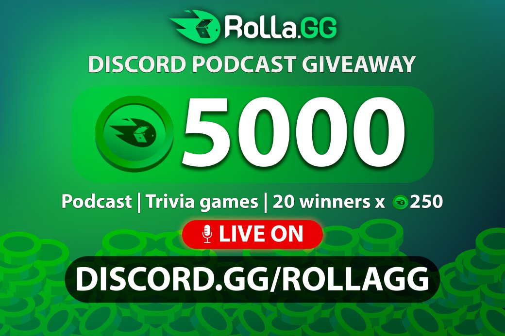 rolladotgg's tweet image. RollaGG Discord Podcast Event!😍

Giving away 5000 Rolla tokens to 20 winners!🤑

Catch us live in the Discord on this Saturday at 10PM (CET): discord.gg/rollagg 🔴

We&apos;re gonna do a trivia and showcase the site!

Like, RT and tag 3 friends to win 50 Rolla tokens!🎁…