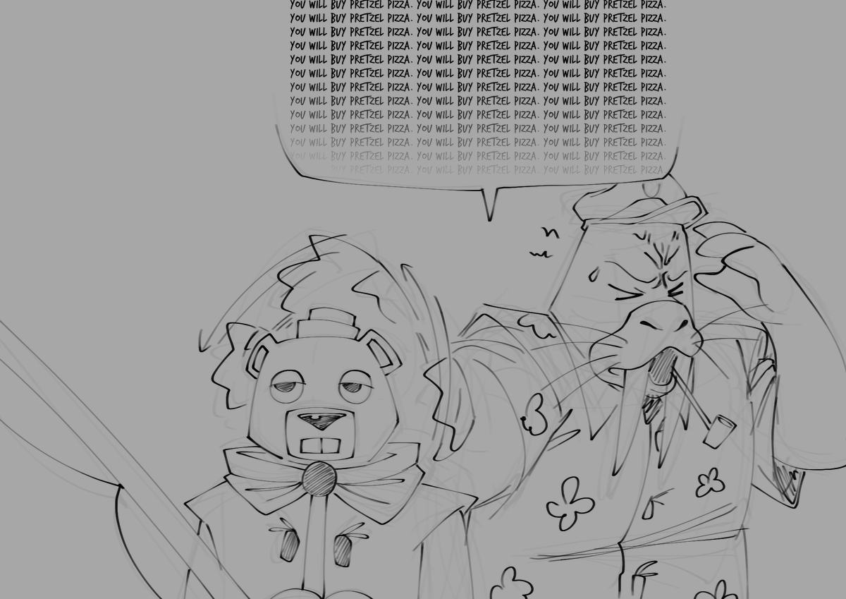 Jerrythemistake's tweet image. I hadn’t finished the vandal drawing yet
so heres a Bucky and Walter doodle based off of me and my older brother interaction yesterday.
Btw I DID get my pretzel pizza 🗣️🗣️🗣️🙏🙏🔥🔥
I love pretzel pizza 
#Shipwrecked