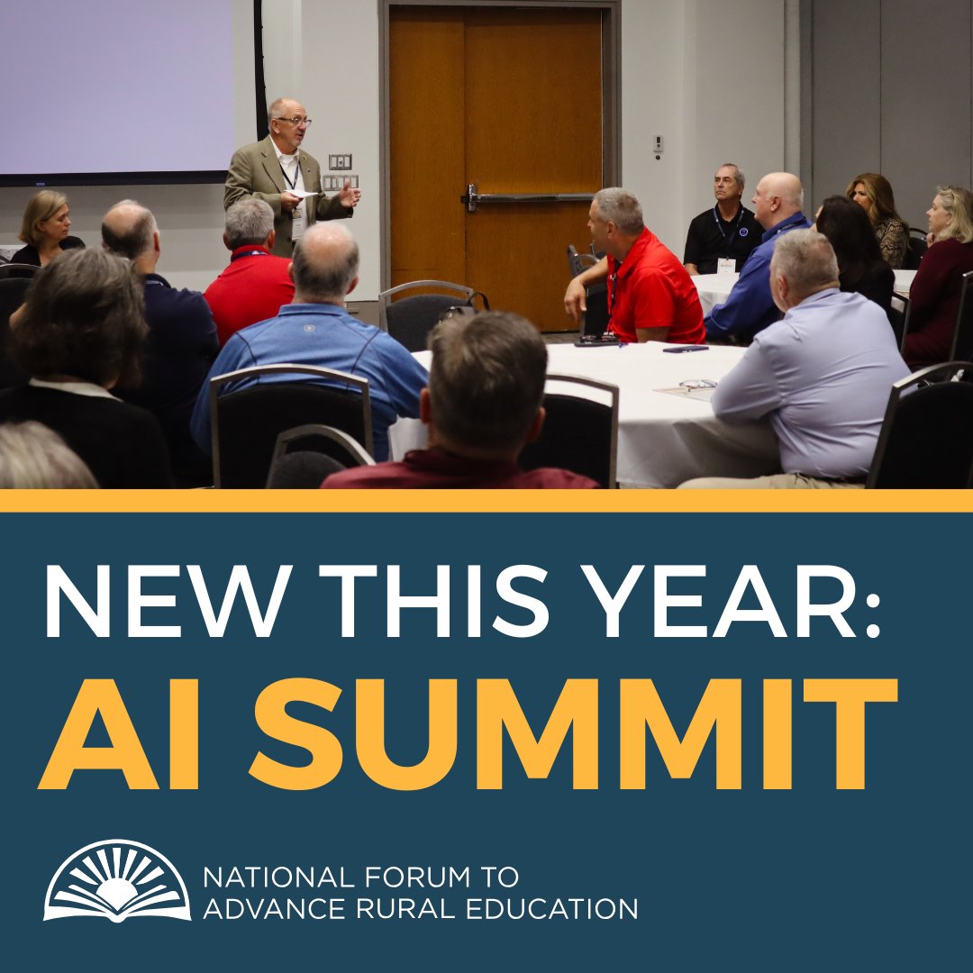 🚀 NEW in 2025: The AI Summit at the National Forum to Advance Rural Education!
 
Join us on October 15 for an exciting pre-conference event featuring hands-on breakout sessions focused on:
🔍 Integrating AI into rural classrooms
🌐 Addressing digital access and equity
⚖️ Navigat