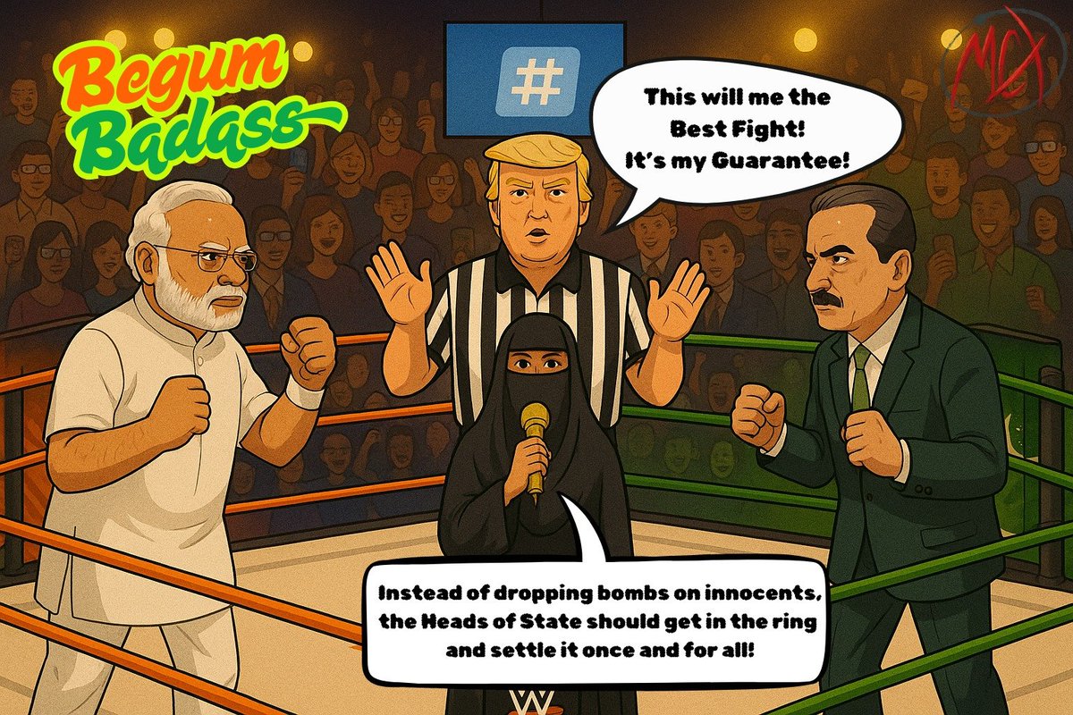 Musalman (@musalmancomix) on Twitter photo War is Raw!
<a href="/realDonaldTrump/">Donald J. Trump</a> gonna help settle the India vs Pakistan conflict in the squared circle!
#IndiaPakistanWar #ceasefire #Trump #india War is Raw!
<a href="/realDonaldTrump/">Donald J. Trump</a> gonna help settle the India vs Pakistan conflict in the squared circle!
#IndiaPakistanWar #ceasefire #Trump #india