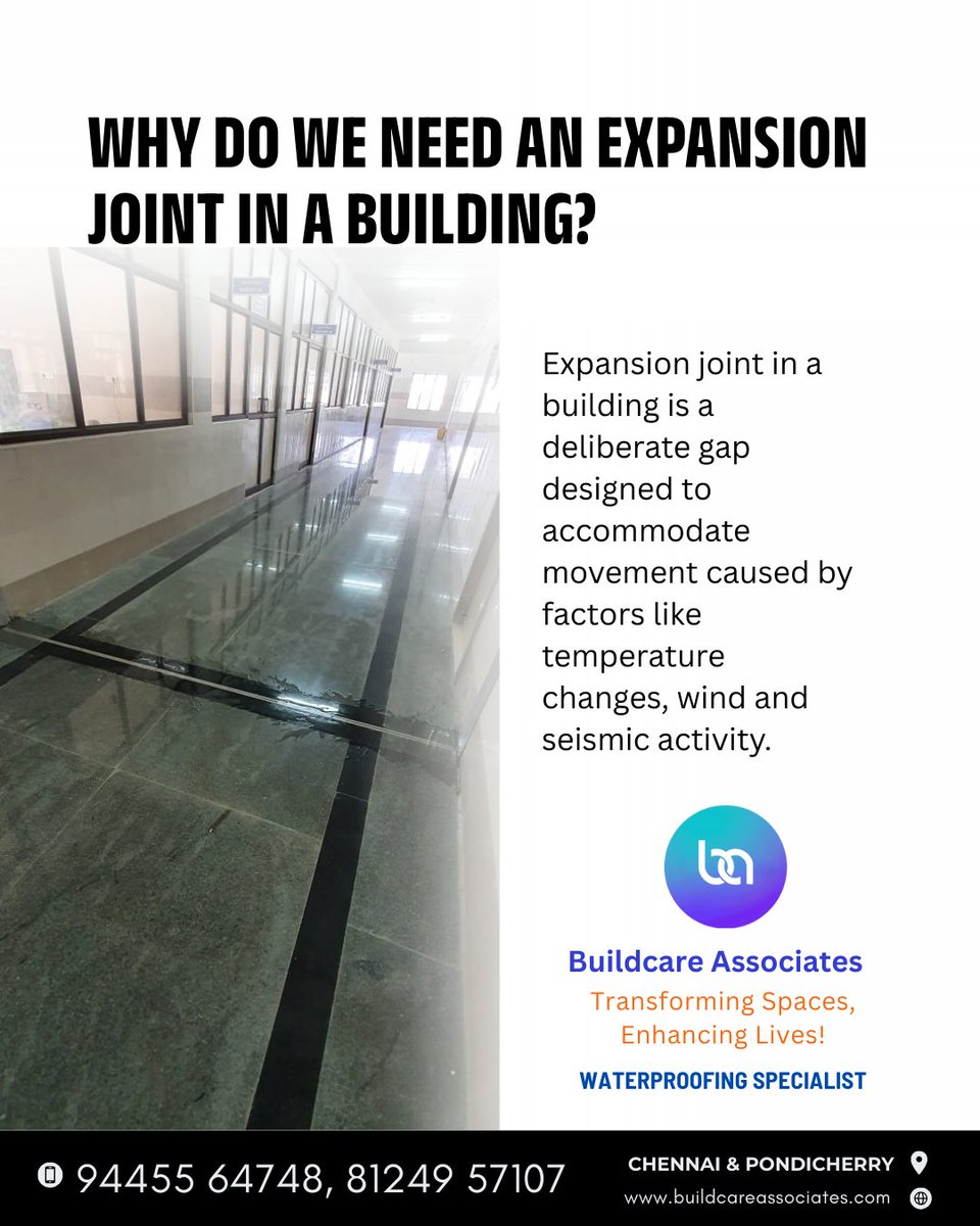 KPANTONY35761's tweet image. Don&apos;t overlook the importance of expansion joints! These deliberate gaps help buildings breathe and prevent stress. Learn more with Build Care Associates!

#BuildingBasics #ConstructionTips #ExpansionJoint #BuildCare