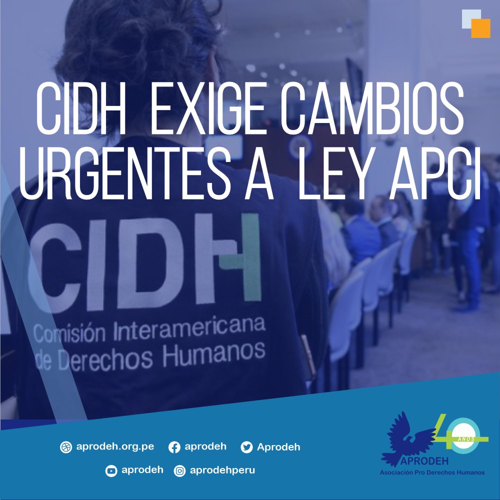 Asociación Pro Derechos Humanos - APRODEH (@aprodeh) on Twitter photo 🔴 La <a href="/CIDH/">CIDH - IACHR</a> urge al Estado peruano a derogar los artículos de la #LeyAPCI que limitan la libertad de asociación y el acceso a la justicia. Esta norma es una amenaza directa a los derechos humanos.
📄 Lee el pronunciamiento completo ⬇️ow.ly/cFca50VR409 🔴 La <a href="/CIDH/">CIDH - IACHR</a> urge al Estado peruano a derogar los artículos de la #LeyAPCI que limitan la libertad de asociación y el acceso a la justicia. Esta norma es una amenaza directa a los derechos humanos.
📄 Lee el pronunciamiento completo ⬇️ow.ly/cFca50VR409