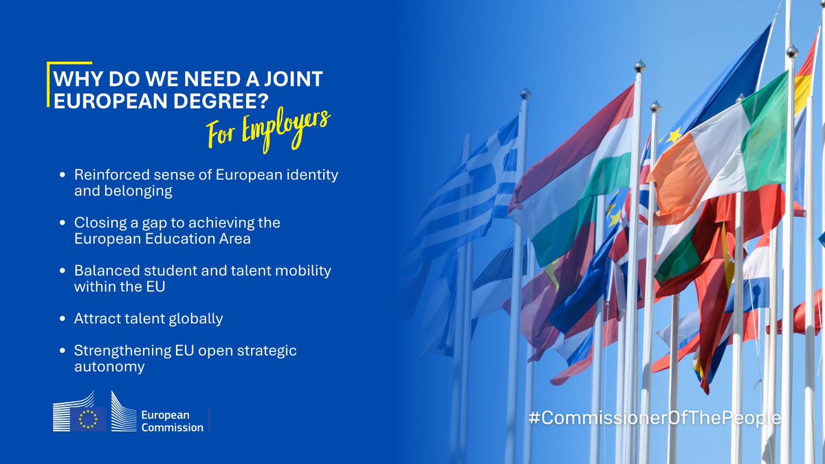 Roxana Mînzatu (@roxanaminzatu) on Twitter photo 🇪🇺Today, EU Ministers adopted the <a href="/EUCouncil/">EU Council</a> Resolution on a Joint European Degree label – a first concrete step toward a joint European degree.
This marks an important advancement for European higher education and sets the stage for a new chapter in our shared educational 🇪🇺Today, EU Ministers adopted the <a href="/EUCouncil/">EU Council</a> Resolution on a Joint European Degree label – a first concrete step toward a joint European degree.
This marks an important advancement for European higher education and sets the stage for a new chapter in our shared educational