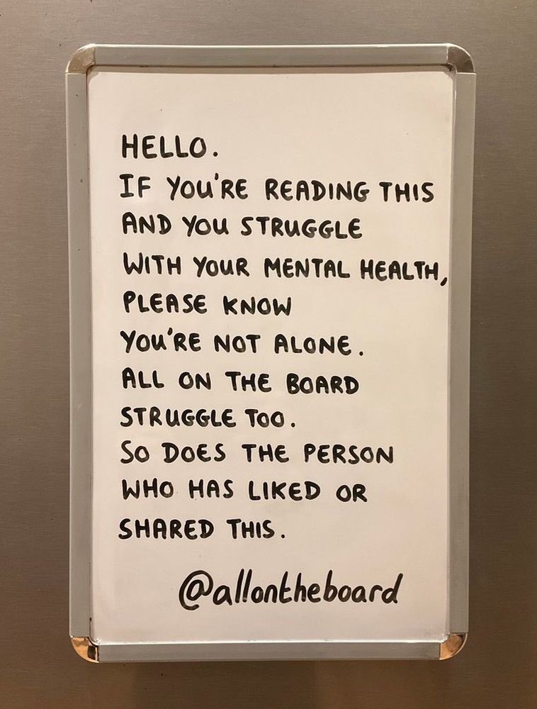 As lonely as it feels when you’re struggling with your mental health please know you’re not alone. We sometimes struggle too. So does the person who has liked or shared this. You are not alone.

#MentalHealthAwarenessWeek #MentalHealthMatters