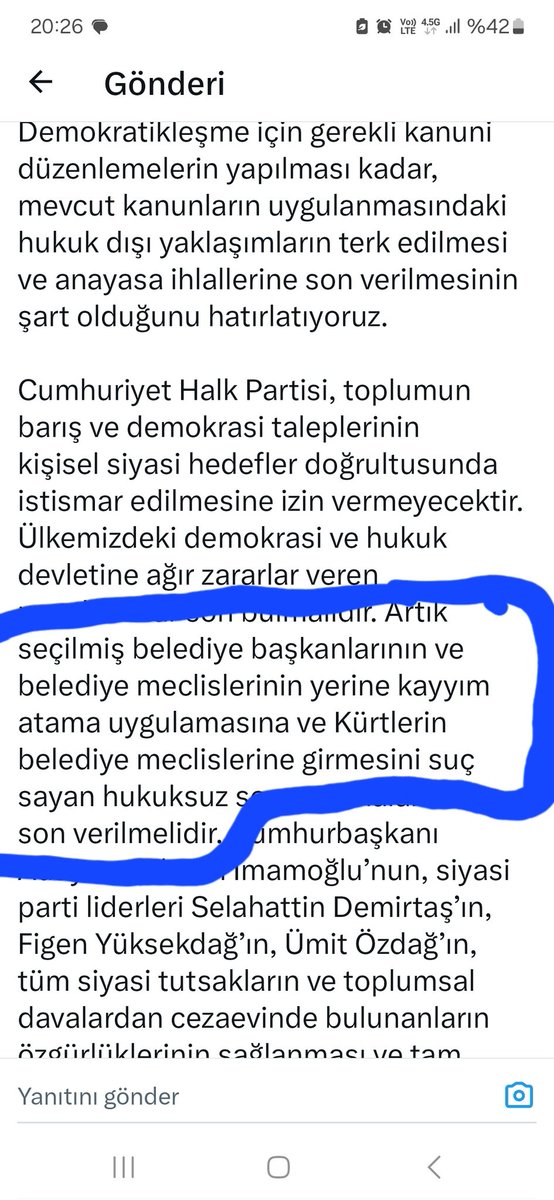 SemtinBankacisi's tweet photo. @eczozgurozel Üşenmedim tamamını okudum. 
Memlekette muhteşem olumsuz bir olay yaşanmış anladığım kadarıyla.
Kürt meselesi vurgulamalarınız sizin ne olduğunuzu zihniyetinizin kime hizmet ettiğini aşikar etmiştir tebrik ederim. Kürt sorunu he ?
Allah senden razı olsun @RTErdogan . https://t.co/CulsFFMza2