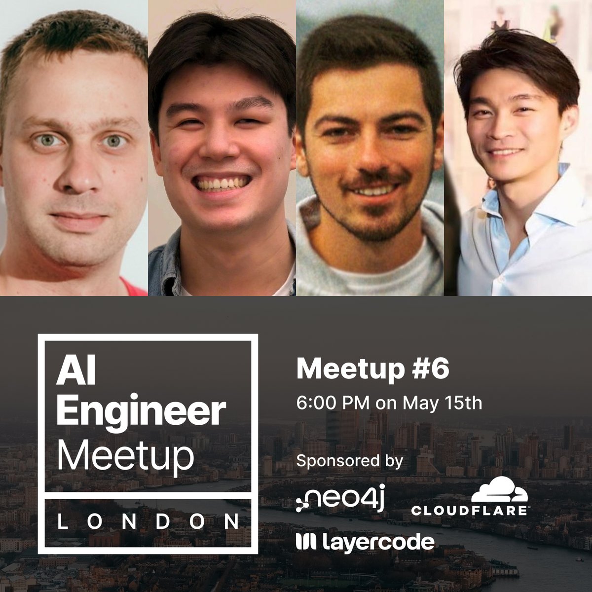 Layercode (@uselayercode) on Twitter photo Excited for talks by <a href="/tb_tomaz/">Tomaz</a> <a href="/AndrewGinns/">Andrew Ginns</a>, Benjamin Jones & Robert Shin at <a href="/aiDotEngineer/">AI Engineer</a> London Meetup #6 this week!
Big thanks to <a href="/CloudflareDev/">Cloudflare Developers</a> & <a href="/neo4j/">Neo4j</a> for helping make this happen.
This event is at capacity, but we're already working on meetup #7, details soon 👇 Excited for talks by <a href="/tb_tomaz/">Tomaz</a> <a href="/AndrewGinns/">Andrew Ginns</a>, Benjamin Jones & Robert Shin at <a href="/aiDotEngineer/">AI Engineer</a> London Meetup #6 this week!
Big thanks to <a href="/CloudflareDev/">Cloudflare Developers</a> & <a href="/neo4j/">Neo4j</a> for helping make this happen.
This event is at capacity, but we're already working on meetup #7, details soon 👇