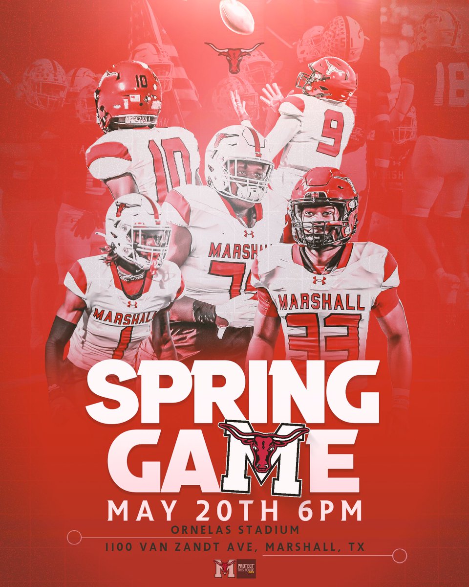 2025 Red &amp; White Game

Tuesday, May 20th
Ornelas Stadium
1100 Van Zandt Avenue
Marshall, Texas