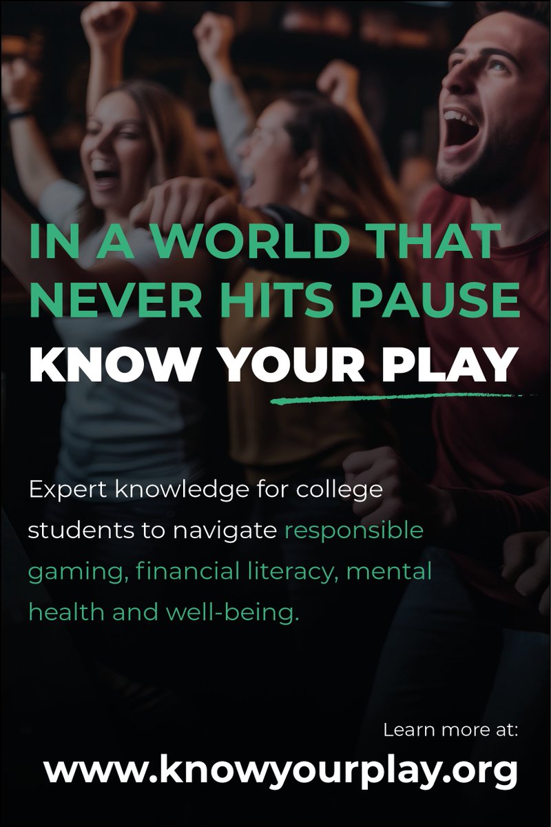 Know Your Play is live on 30+ campuses, helping students build awareness around #ResponsibleGaming, mental health, and financial literacy.

Explore the campaign → knowyourplay.org
 
#KnowYourPlay