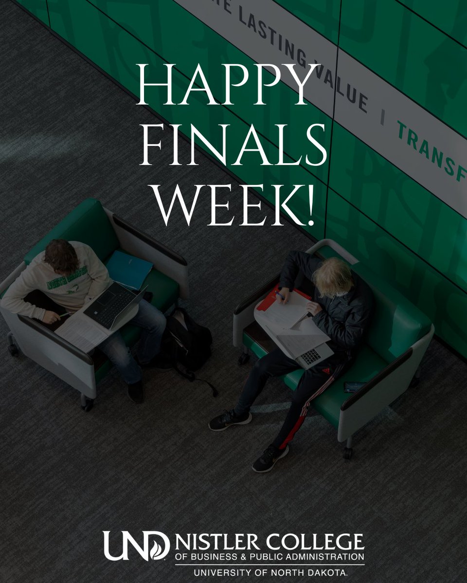 Happy Finals Week!📚 📝 

You've got this! Stay focused, take breaks, and believe in yourself!

#UNDbiz #UNDproud