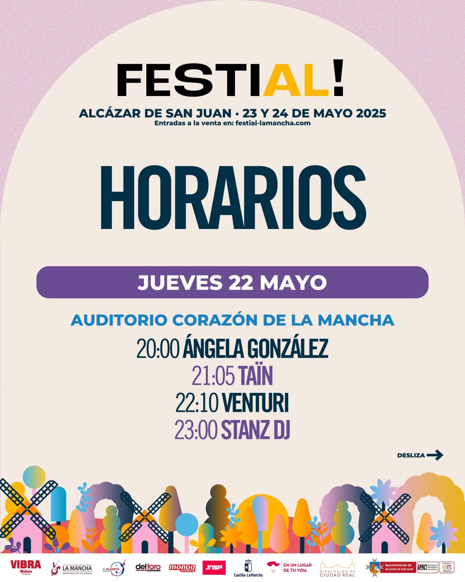 FESTIAL! 2025 del 22 al 24 de mayo en Alcázar de San Juan (Ciudad Real) Horarios ya disponibles notedetengas.es/festial-2025-d…