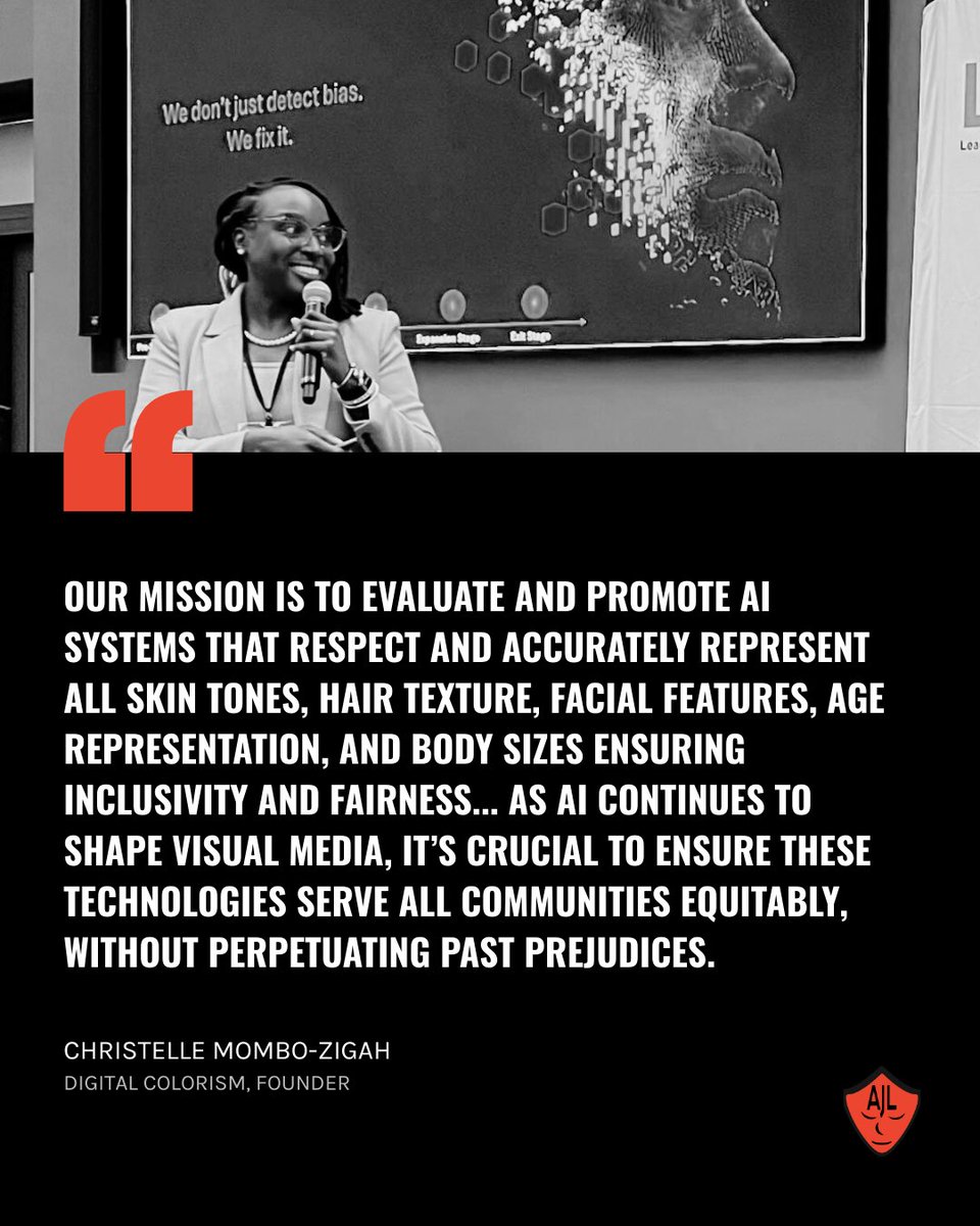 ✨Our AJL Spotlight this week shines on the courageous Christelle Mombo-Zigah, ethical AI startup founder and global business executive at <a href="/Cisco/">Cisco</a>!

Christelle first met AJL Founder Dr. Joy (<a href="/jovialjoy/">Dr. Joy Buolamwini</a>) at a 2023 "Unmasking AI" book signing in San Francisco, where she was inspired