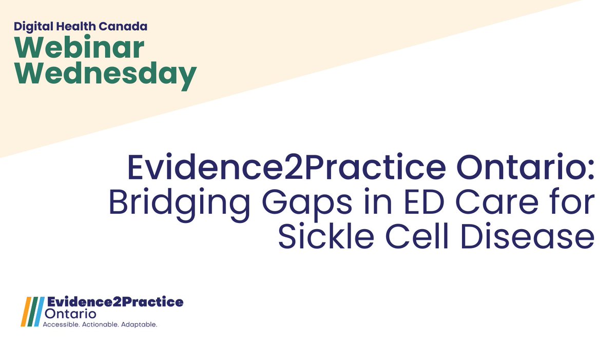 Centre for Effective Practice (@cephealth) on Twitter photo 📢 Join our partners at <a href="/NYGH_News/">North York General</a> for this week's <a href="/DigiHealthCA/">Digital Health Canada</a> Webinar Wednesday! Learn how E2P is digitizing care pathways to deliver faster, evidence-based, and compassionate ED care for patients with Sickle Cell Disease.
🗓️ Wed, May 14
⏰ 12pm EDT
🔗 digitalhealthcanadamembers.com/event-6151247 📢 Join our partners at <a href="/NYGH_News/">North York General</a> for this week's <a href="/DigiHealthCA/">Digital Health Canada</a> Webinar Wednesday! Learn how E2P is digitizing care pathways to deliver faster, evidence-based, and compassionate ED care for patients with Sickle Cell Disease.
🗓️ Wed, May 14
⏰ 12pm EDT
🔗 digitalhealthcanadamembers.com/event-6151247