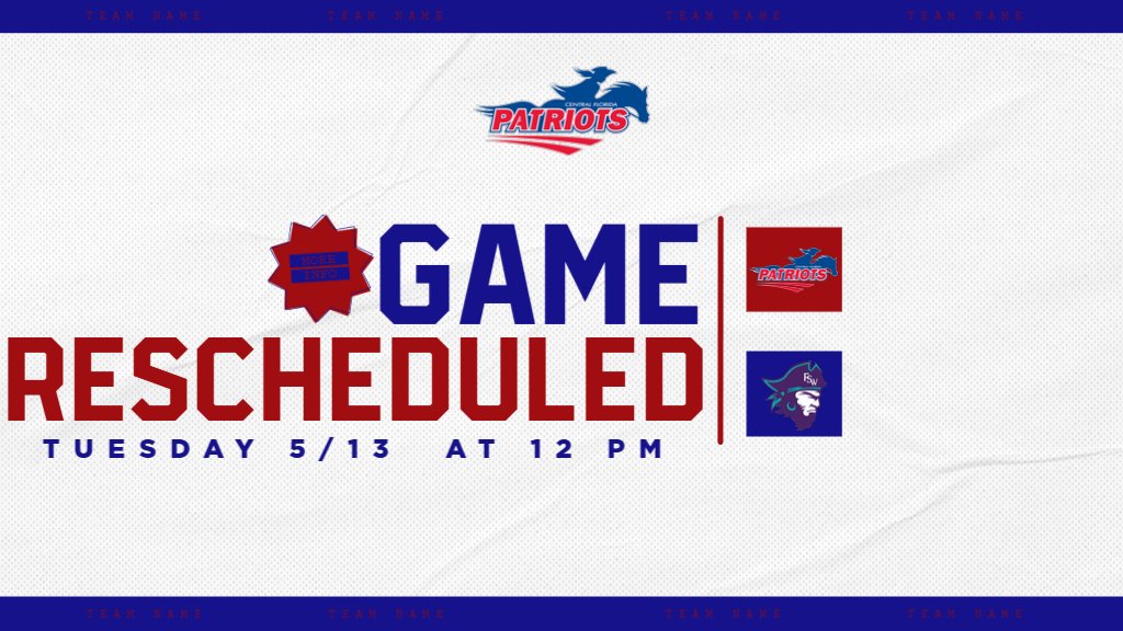 cfpats's tweet image. 🚨GAME POSTPONED🚨
Today's CF Baseball Championship game has been cancelled and rescheduled for tomorrow at 12 PM