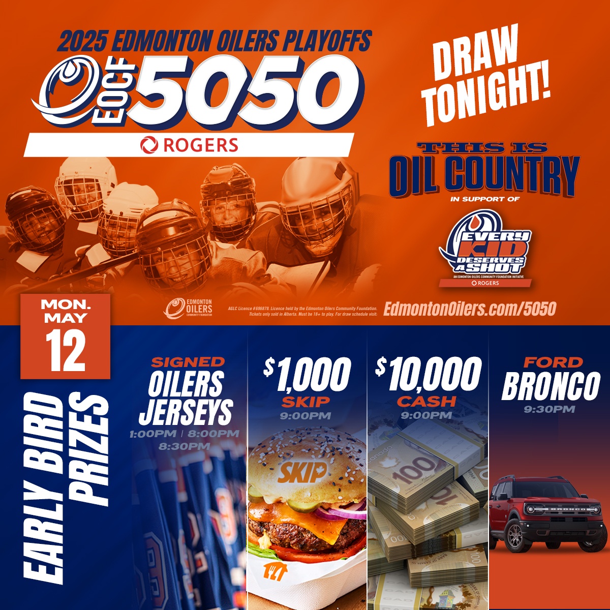 🚨 JACKPOT ALERT! 🚨 
The #Oilers Playoffs 50/50 is OVER $3.3 MILLION and climbing! 🎉 The draw is TONIGHT — don’t miss your shot to take home a life-changing prize 💰 Get your tickets NOW before it's too late! ⏰ 

#5050 #LetsGoOilers #Oilers5050
