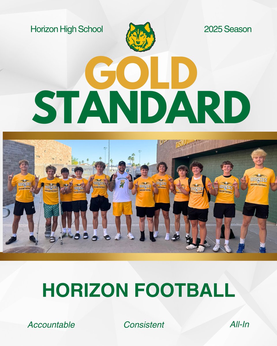 Congrats on earning your Gold Standard shirts last week! #AllIn #goldststandard #accountable #consistent
<a href="/HorizonFootball/">Husky Gridiron</a> <a href="/CoachDitmore/">Tyson Ditmore</a>