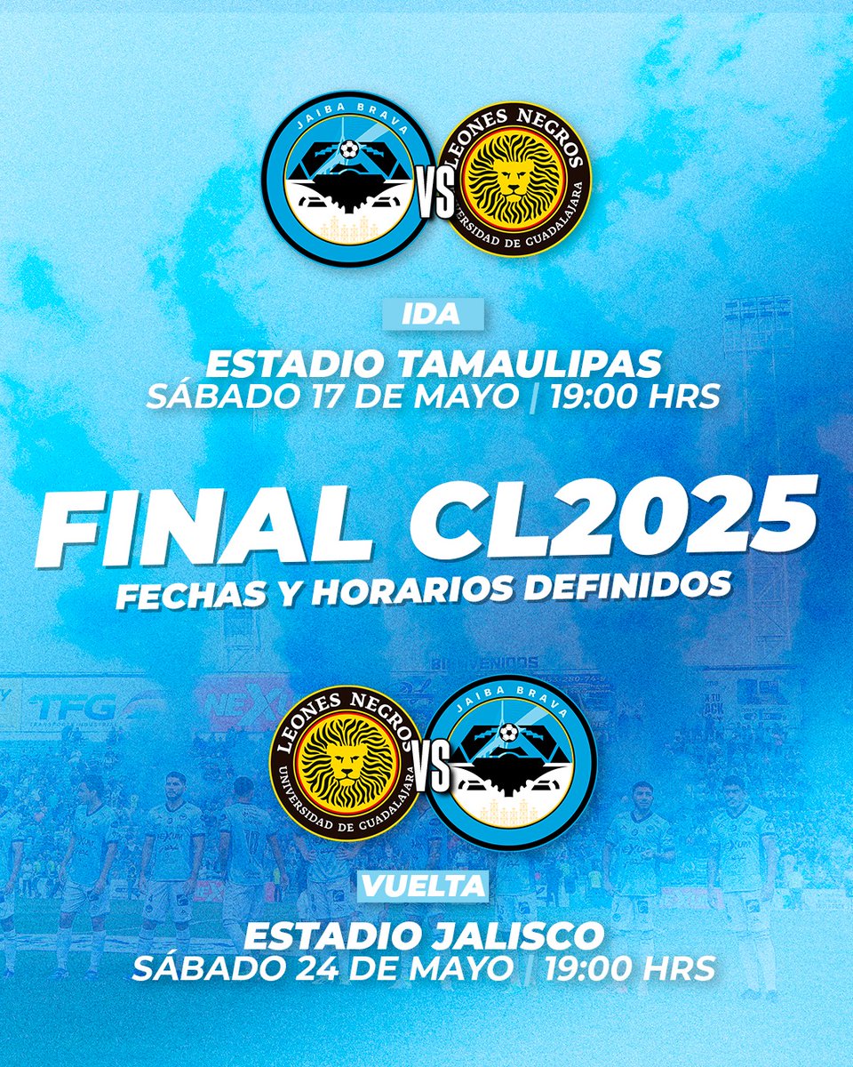 👀 ¡NOS VEMOS ESTE SÁBADO EN EL ESTADIO TAMAULIPAS! 🏟

➡️ Final de Ida | Jaiba Brava 🦀 🆚️ 🦁 Leones Negros | 19:00 Hrs ⏰️

👊🏻 ¡VAMOOOS, JAIBA BRAVA! 🔥

#Inquebrantables 💙🦀