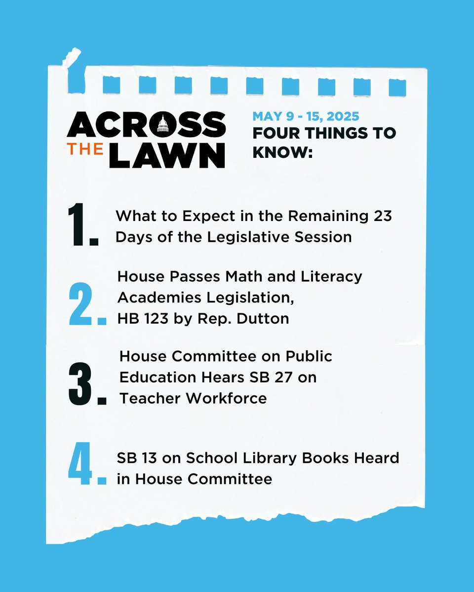 What's happening at the Texas Capitol? 🤔 The latest edition of "Across the Lawn" breaks down Week 17 of the 89th Legislative Session. Get the insights on education issues that matter: go.ryht.org/wk17-atl

#TxEd #TxLege