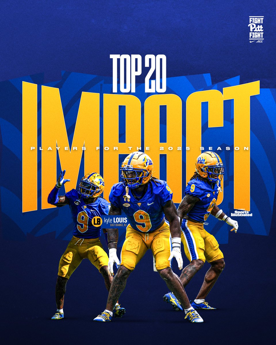 Pitt Football (@pitt_fb) on Twitter photo One of Sports Illustrated's Top 20 Impact Players for the 2025 season 🦈
📰 tr.ee/Top20ImpactPla…
<a href="/K_009r/">Kyle Louis⁹🦈</a> | #H2P One of Sports Illustrated's Top 20 Impact Players for the 2025 season 🦈
📰 tr.ee/Top20ImpactPla…
<a href="/K_009r/">Kyle Louis⁹🦈</a> | #H2P