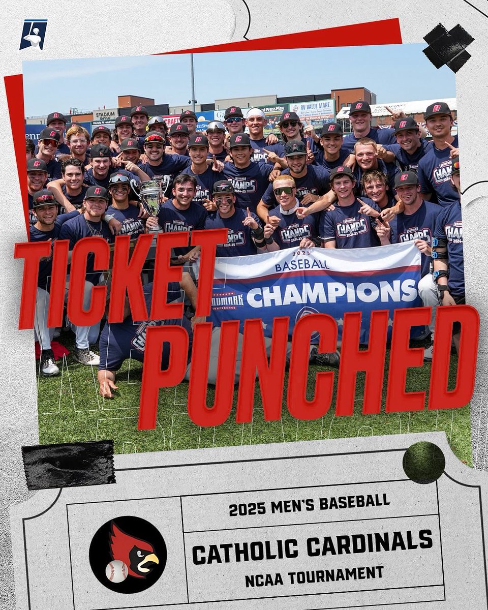 TICKET PUNCHED 🎟️ ⚾️ 

#Cardball will go dancing after winning the Landmark Conference Tournament. The Cards will face off against Mount Union in round 1 of the NCAA DIll Baseball tournament!