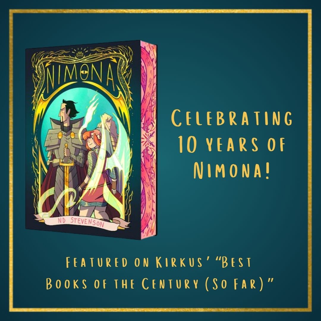 HarperStacks π (@harperstacks) on Twitter photo Readers, today is a special day...it's the 10th anniversary of NIMONA by <a href="/Gingerhazing/">ND Stevenson</a>! What's your favorite moment in this special graphic novel? π
(And if you love ND Stevenson as much as we do, it's never too early to get excited for SCARLET MORNING, out this September π) Readers, today is a special day...it's the 10th anniversary of NIMONA by <a href="/Gingerhazing/">ND Stevenson</a>! What's your favorite moment in this special graphic novel? π
(And if you love ND Stevenson as much as we do, it's never too early to get excited for SCARLET MORNING, out this September π)