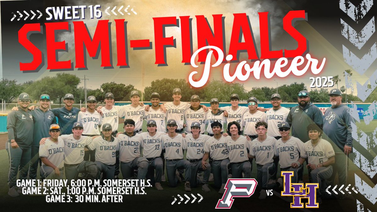 Here we go! SWEET 16 for our Sharyland Pioneer Diamondbacks! See you there!