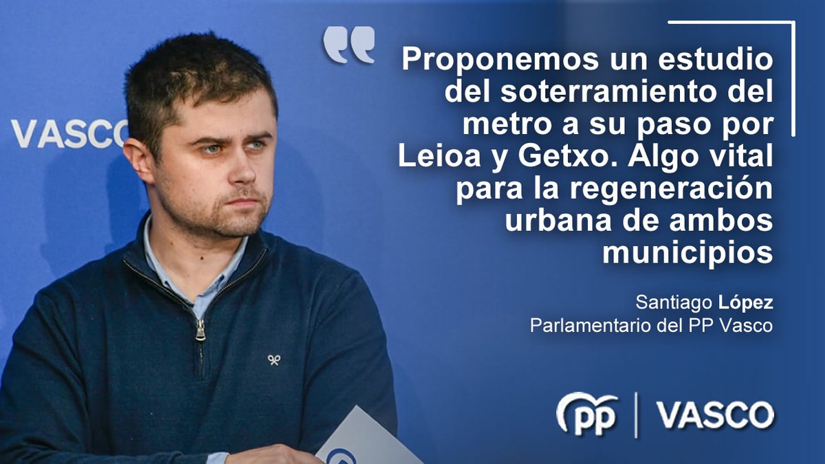 PP Vasco (@ppvasco) on Twitter photo 👉 PNV y PSE venden humo constantemente con el soterramiento de la línea del metro a su paso por los municipios vizcaínos de Leioa y Getxo.
💬<a href="/SantiaagoLopez/">Santiago López</a>: "No hay estudios, no hay proyecto, no hay intención."
#PPorLeioaGetxo
#MetroBizkaia 👉 PNV y PSE venden humo constantemente con el soterramiento de la línea del metro a su paso por los municipios vizcaínos de Leioa y Getxo.
💬<a href="/SantiaagoLopez/">Santiago López</a>: "No hay estudios, no hay proyecto, no hay intención."
#PPorLeioaGetxo
#MetroBizkaia