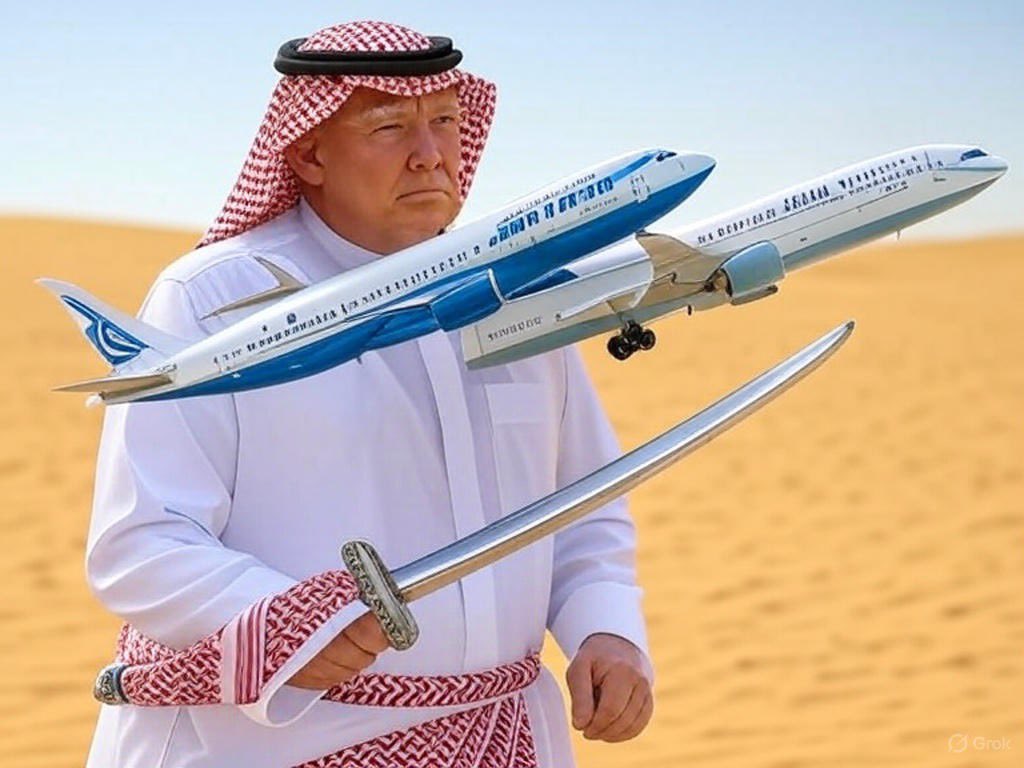 ترامب يقول  ان #السعودية #الامارات #قطر  لولا امريكا ماكانت لاتوجد هذه الدول وهدية الحكومة القطرية لايمكن رفضها والطيارةً  مش ليا  دي لامريكا