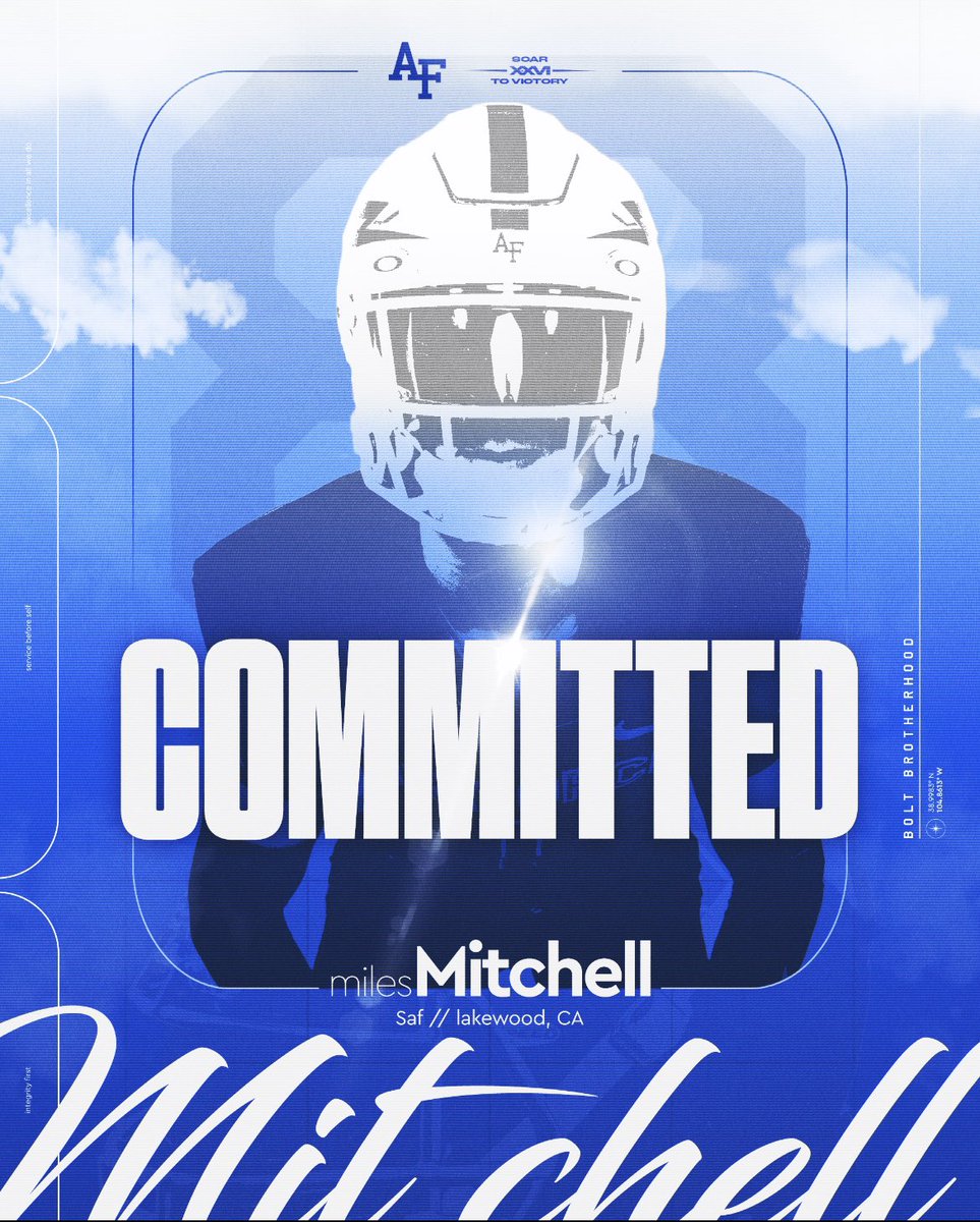 MilesMitch_'s tweet image. Blessed for another year of life and to announce my commitment to the Air Force Academy!✈️@AF_FBRecruiting @AF_Football @Coach_Thiessen @CoachNickToth @SoonsFootball @derekbedell17
