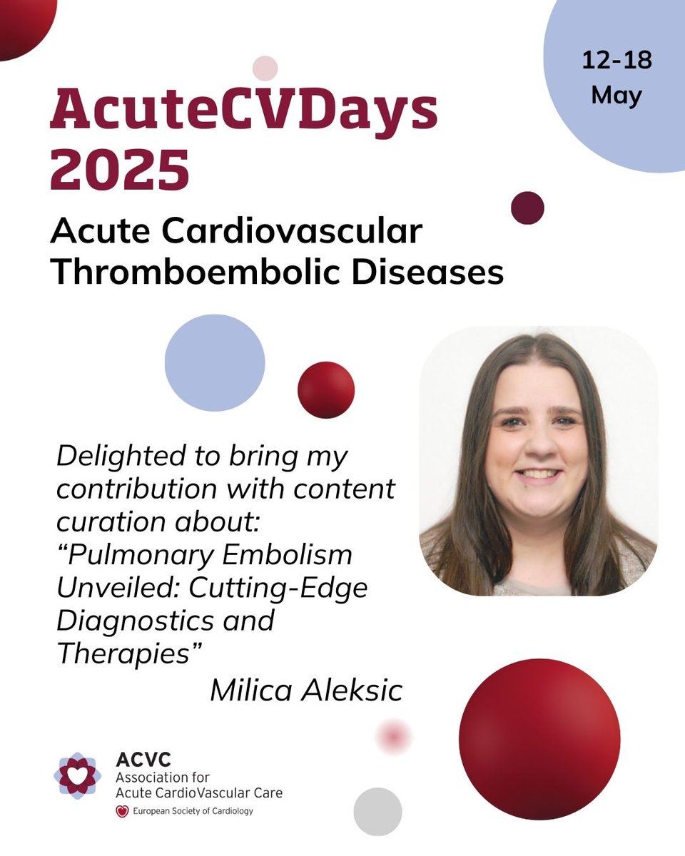 Milica Aleksic (@drmilicaa) on Twitter photo #AcuteCVDays Week 3 focuses on pulmonary embolism - don't miss the free resources and discussion by our experts <a href="/ACVCPresident/">ACVCPresident</a> <a href="/OtiliaTica1/">Otilia Tica</a>
escardio.org/Sub-specialty-… #AcuteCVDays Week 3 focuses on pulmonary embolism - don't miss the free resources and discussion by our experts <a href="/ACVCPresident/">ACVCPresident</a> <a href="/OtiliaTica1/">Otilia Tica</a>
escardio.org/Sub-specialty-…