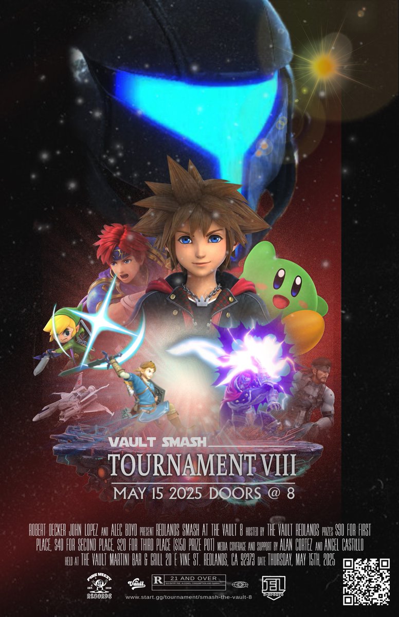 Smash @ The Vault 8!!!

May 15th / Thursday /

This week!!!

Sign up NOW
start.gg/tournament/sma…