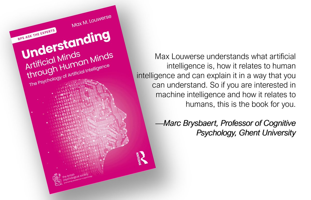 Max Louwerse (@maxlouwerse) on Twitter photo Everything you always wanted to know about AI, but were too afraid to ask: routledge.com/9781032792293 is all set and ready for pre-ordering: "Understanding Artificial Minds through Human Minds."
<a href="/BPSOfficial/">British Psychological Society</a>
<a href="/WeAreTandF/">Taylor & Francis</a>
<a href="/routledgebooks/">Routledge Books</a>
#AI #psychology #book Everything you always wanted to know about AI, but were too afraid to ask: routledge.com/9781032792293 is all set and ready for pre-ordering: "Understanding Artificial Minds through Human Minds."
<a href="/BPSOfficial/">British Psychological Society</a>
<a href="/WeAreTandF/">Taylor & Francis</a>
<a href="/routledgebooks/">Routledge Books</a>
#AI #psychology #book