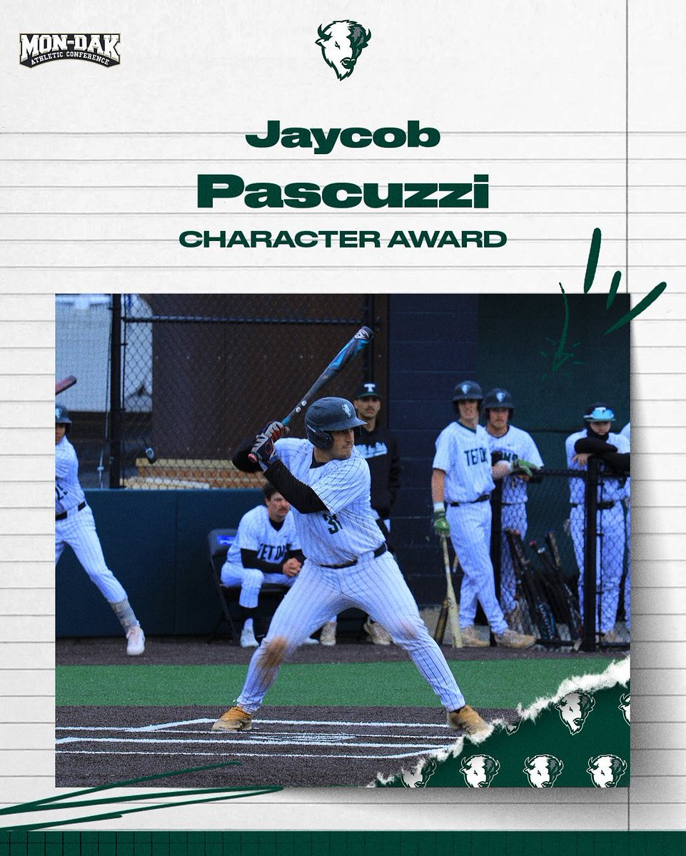 Congratulations to sophomore catcher Jaycob Pascuzzi on his MonDak Sportsmanship and Character award. #RollTons