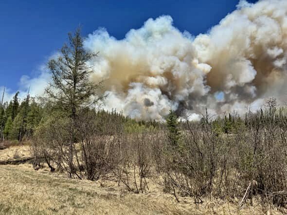New Start, Minnesota: The Town Line Fire popped off this afternoon West of Cadotte Lake, not too far from the Camphouse Fire in Brimson. 

The fire is already displaying extreme fire behavior and running through timber. A helicopter is overhead sizing up the fire. Might be time