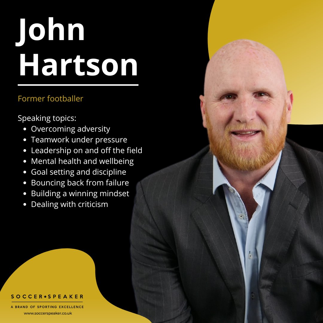 Soccer Speaker™ (@soccerspeaker) on Twitter photo Need to inspire your team or fire up your next event? 💼⚽
Book <a href="/JohnHartson10/">John Hartson</a> — ex-Premier League star, cancer survivor & motivational speaker — for a real, unforgettable talk.
DM us to book or learn more.
#Leadership #MotivationalSpeaker #CorporateEvents Need to inspire your team or fire up your next event? 💼⚽
Book <a href="/JohnHartson10/">John Hartson</a> — ex-Premier League star, cancer survivor & motivational speaker — for a real, unforgettable talk.
DM us to book or learn more.
#Leadership #MotivationalSpeaker #CorporateEvents