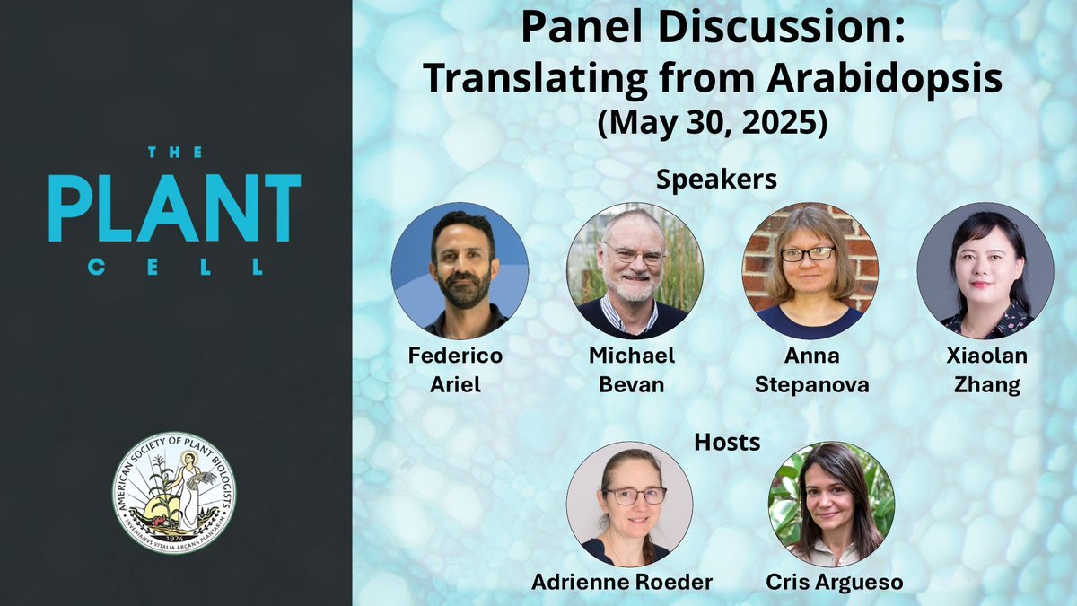 📣 Join us on May 30 at 9 EDT, for a The Plant Cell panel discussion focusing on “Translational Research from Arabidopsis to Crop Plants and Beyond".🌱

👉Learn more and register at blog.aspb.org/may-30-plant-c….

#plantscience