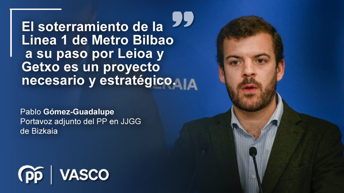 PP Vasco (@ppvasco) on Twitter photo La Línea 1 de Metro #Leioa #Getxo necesita un impulso real, pero sobre todo compromiso y voluntad política
El compromiso del GVasco con este proyecto es cero.
💬<a href="/Pablo_GomezG/">Pablo Gómez-Guadalupe</a>: "Es el momento de llevar una batería de iniciativas a todas las instituciones"
#PPorLeioaGetxo La Línea 1 de Metro #Leioa #Getxo necesita un impulso real, pero sobre todo compromiso y voluntad política
El compromiso del GVasco con este proyecto es cero.
💬<a href="/Pablo_GomezG/">Pablo Gómez-Guadalupe</a>: "Es el momento de llevar una batería de iniciativas a todas las instituciones"
#PPorLeioaGetxo