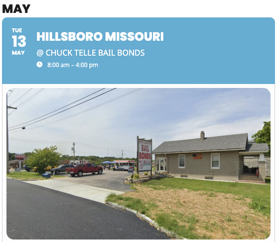 The Brunch Box will be in Hillsboro Missouri Tomorrow (Tuesday 5/14/2025) @ Chuck Telle Bail Bonds.  

Come out and say hello!
eatthebox.net/locations