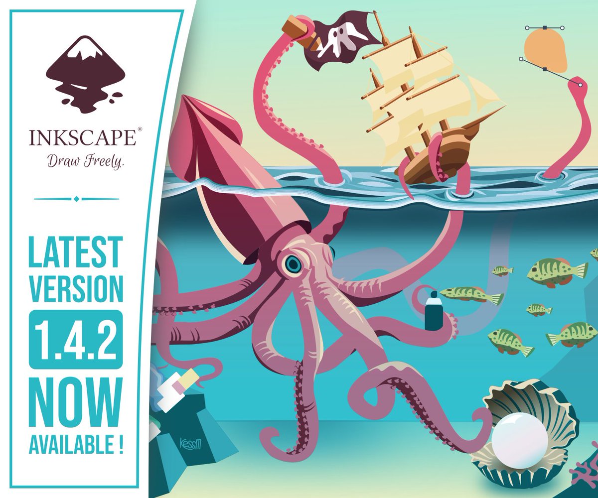 inkscape's tweet image. 🚀 Inkscape 1.4.2 is here!
New splash screen, better Affinity &amp;amp; Vectornator support, a path cleanup tool, and tons of bug fixes.
💚Big thanks to our amazing community
💾Learn all about new Inksca &amp;amp; Draw Freely: inkscape.org/news/2025/05/1…