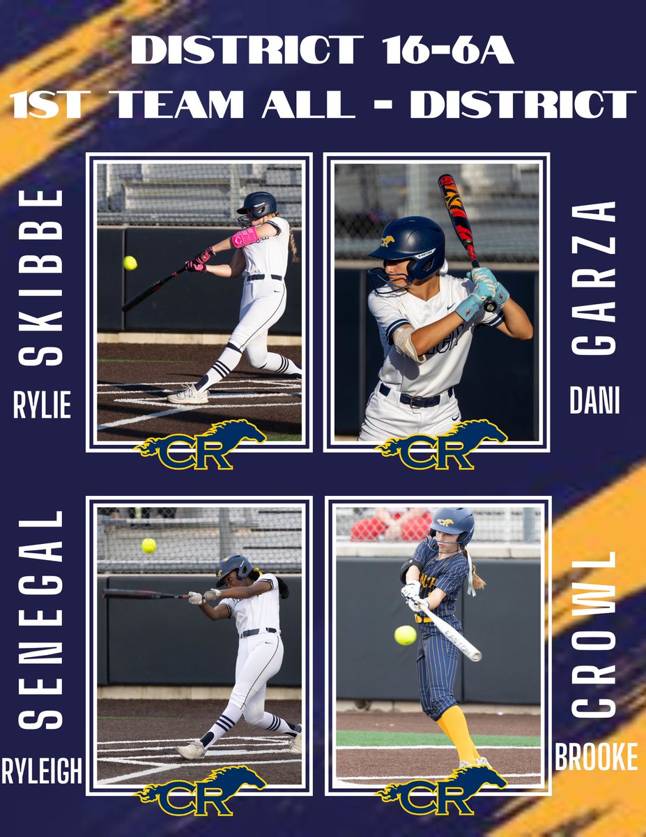 First Team All-District — let’s go! Huge congrats to Rylie Skibbe, Dani Garza, Brooke Crowl and Ryleigh Senegal for an outstanding season and earning top honors. Proud is an understatement!