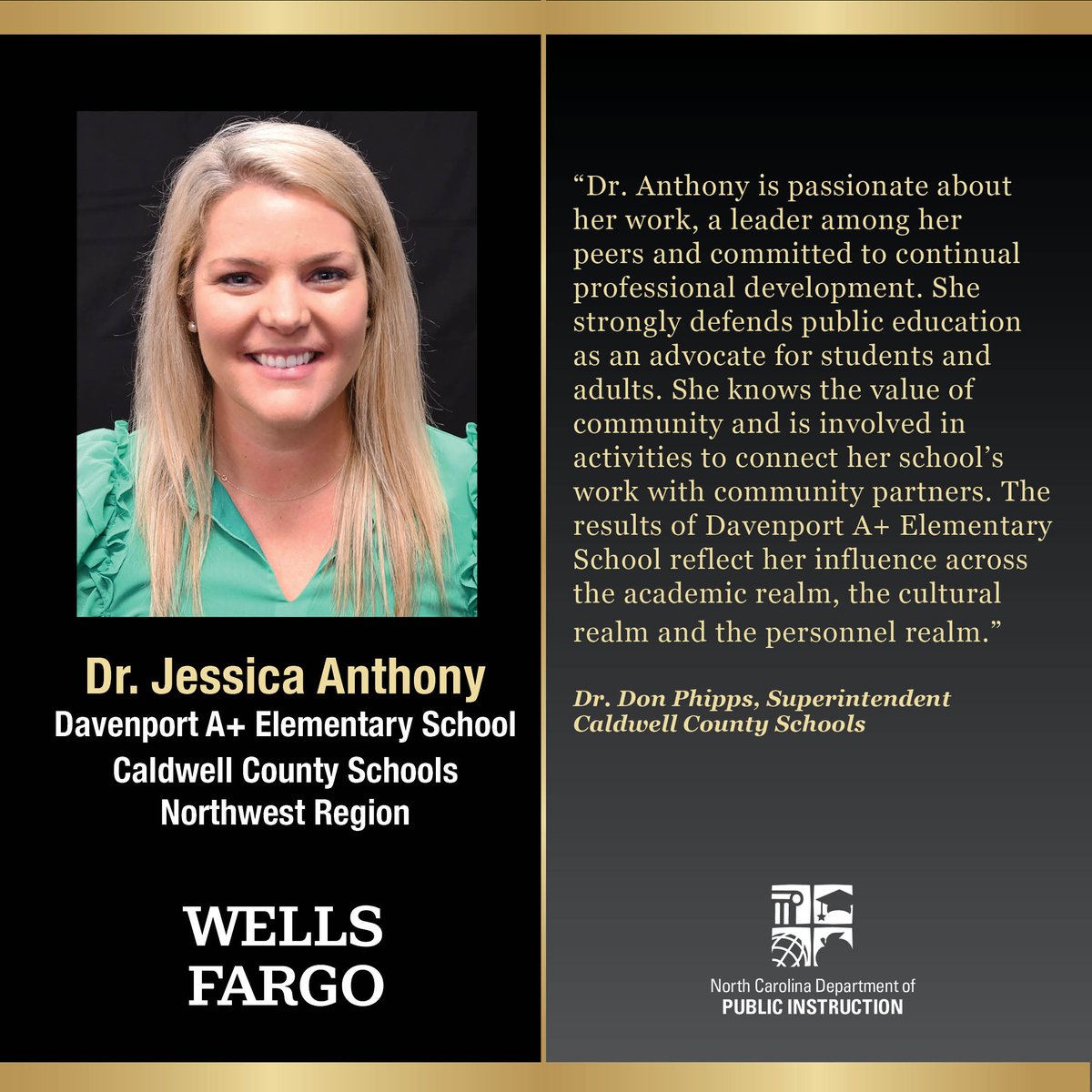 NC Public Schools (@ncpublicschools) on Twitter photo Who will be the next <a href="/WellsFargo/">Wells Fargo</a> 2025 NCPOY? Meet the Northwest Region POY Dr. Jessica Anthony. Join us May 16 at 11:30 am for pre-show & NCPOY ceremony livestream - youtube.com/ncpublicschools & facebook.com/NCPublicSchools, with support from <a href="/EquitableFin/">Equitable</a> & <a href="/MyPBSNC/">PBS North Carolina</a>. Who will be the next <a href="/WellsFargo/">Wells Fargo</a> 2025 NCPOY? Meet the Northwest Region POY Dr. Jessica Anthony. Join us May 16 at 11:30 am for pre-show & NCPOY ceremony livestream - youtube.com/ncpublicschools & facebook.com/NCPublicSchools, with support from <a href="/EquitableFin/">Equitable</a> & <a href="/MyPBSNC/">PBS North Carolina</a>.