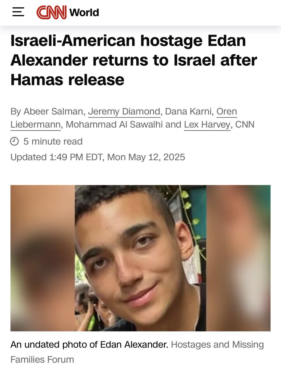 Edan Alexander is a dual-citizen who was serving in a FOREIGN MILITARY where he participated in committing genocide against innocent Palestinian kids. 

The kid is a traitor and shouldn’t be allowed back on U.S. soil.