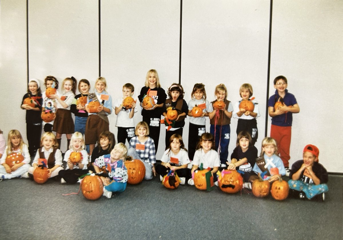 47 days until our 60th Anniversary celebration!

Today's archive find are pictures of preschoolers having learning how to carve a pumpkin and a pumpkin cutting with a local group of kids from 1993.
