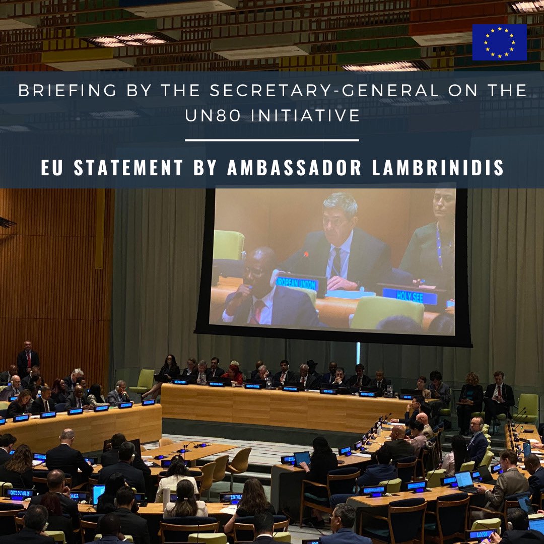 Ambassador Stavros Lambrinidis (@euambun) on Twitter photo The UN80 reform initiative must be an exercise to make the <a href="/UN/">United Nations</a> deliver better and with more impact. 🇪🇺EU fully supports.
The EU&its Member States are eager to work closely with 🇺🇳SG <a href="/antonioguterres/">António Guterres</a> and MS from all regional groups to make #UN80 a success.
eeas.europa.eu/delegations/un… The UN80 reform initiative must be an exercise to make the <a href="/UN/">United Nations</a> deliver better and with more impact. 🇪🇺EU fully supports.
The EU&its Member States are eager to work closely with 🇺🇳SG <a href="/antonioguterres/">António Guterres</a> and MS from all regional groups to make #UN80 a success.
eeas.europa.eu/delegations/un…