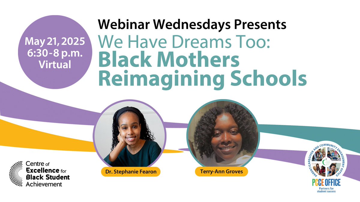 On May 21 at 6:30 p.m. join us for a webinar that centres Black mothers’ leadership &amp; work. Together, we’ll explore how Black mothers’ dreams, stories &amp; community-building practices challenge exclusion &amp; transform schooling for their children.
🔗bit.ly/CEBSA-Mama25 
#tdsb