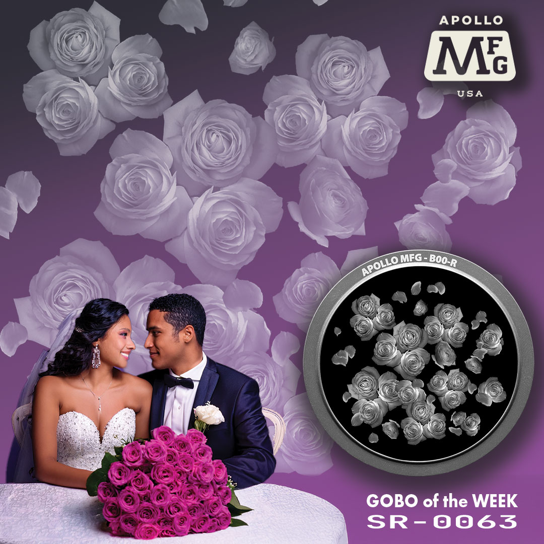 apollo_mfg's tweet image. Gobo of the Week: Love is in Bloom!
This week's featured gobo is a beautiful Breakup Roses, perfect for adding a touch of romance to your special day.
Share your wedding photos or special moments with us and use #GoboOfTheWeek #WeddingGoals #LoveIsInBloom #apollomfg