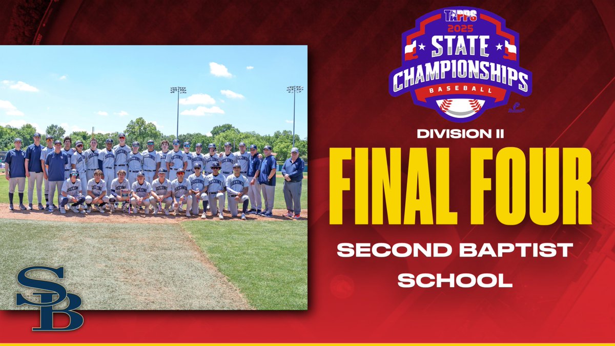 Congratulations to Second Baptist School on their Final Four appearance in the 2025 State Baseball Championship Tournament⚾️