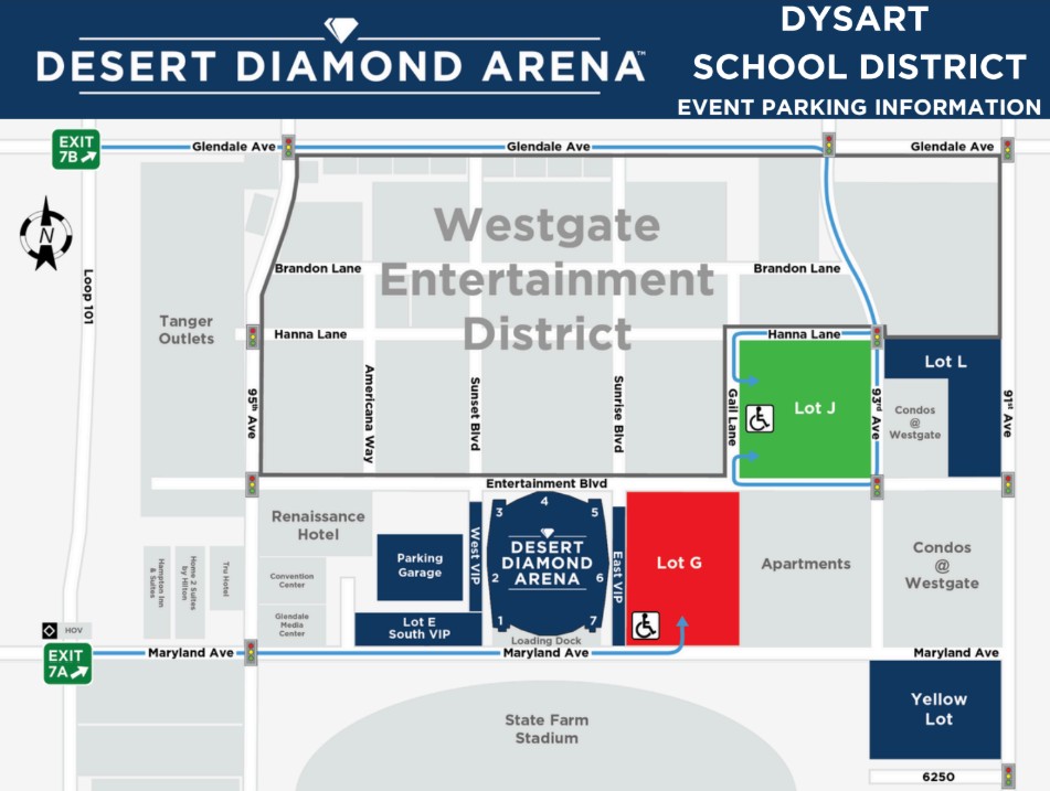 Families, this is a reminder of the parking locations for graduation ceremony on 5/14. Remember students need to arrive at 11:30am! DHS will park in Lot J.