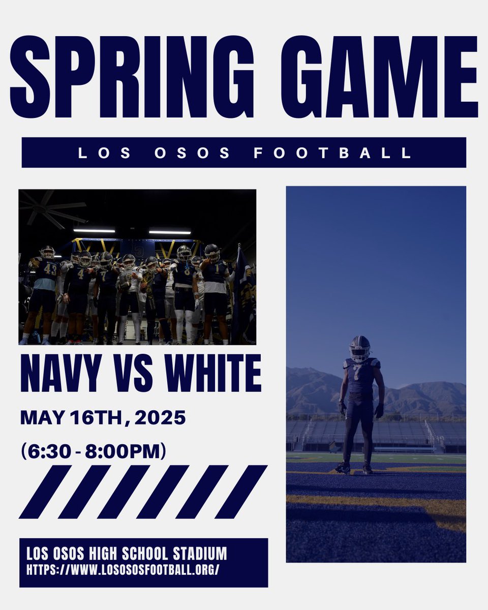 LOHS Football (@lohsfootball) on Twitter photo The stage is set. Navy vs White. Under the lights at Los Osos.
Come see the future of Grizzly Football this Friday, May 16th from 6:30β8:00 PM.
Intensity. Energy. Competition.
<a href="/GregBiggins/">Greg Biggins</a> <a href="/IE_Varsity/">IE Varsity</a> <a href="/IESportsNet/">IE Sports Net on FOX Sports Radioπ</a> <a href="/CoachBandEterna/">Coach B & Eternal on FOX Sports Radio</a> <a href="/FoxSports1350AM/">Fox Sports 1350AM</a> <a href="/SGVNSports/">Fred J. Robledo π¨π»βπ»</a> <a href="/James_Escarcega/">James Escarcega πππβΎοΈπ₯ π€Όπ€½π½ββοΈππΌββοΈππ»β½οΈ</a> The stage is set. Navy vs White. Under the lights at Los Osos.
Come see the future of Grizzly Football this Friday, May 16th from 6:30β8:00 PM.
Intensity. Energy. Competition.
<a href="/GregBiggins/">Greg Biggins</a> <a href="/IE_Varsity/">IE Varsity</a> <a href="/IESportsNet/">IE Sports Net on FOX Sports Radioπ</a> <a href="/CoachBandEterna/">Coach B & Eternal on FOX Sports Radio</a> <a href="/FoxSports1350AM/">Fox Sports 1350AM</a> <a href="/SGVNSports/">Fred J. Robledo π¨π»βπ»</a> <a href="/James_Escarcega/">James Escarcega πππβΎοΈπ₯ π€Όπ€½π½ββοΈππΌββοΈππ»β½οΈ</a>