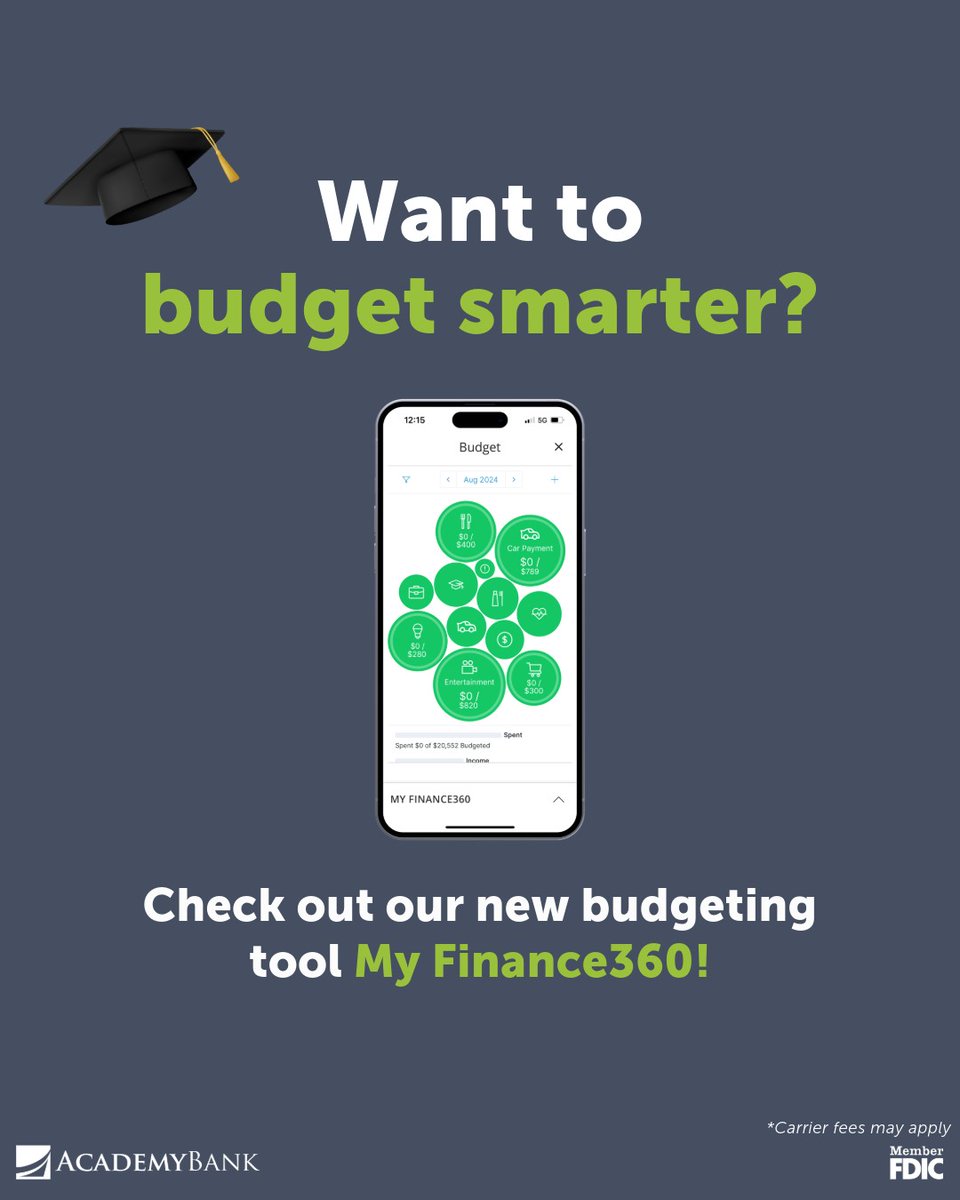 It's graduation season, but you don't have to blow your budget to celebrate in style! 🎓💸

Budging is simple with My Finance360! 📱My Finance360 does the hard work so you can focus on those big savings goals! 👉LINK IN BIO 

Member FDIC | #BudgetApp #GradSeason